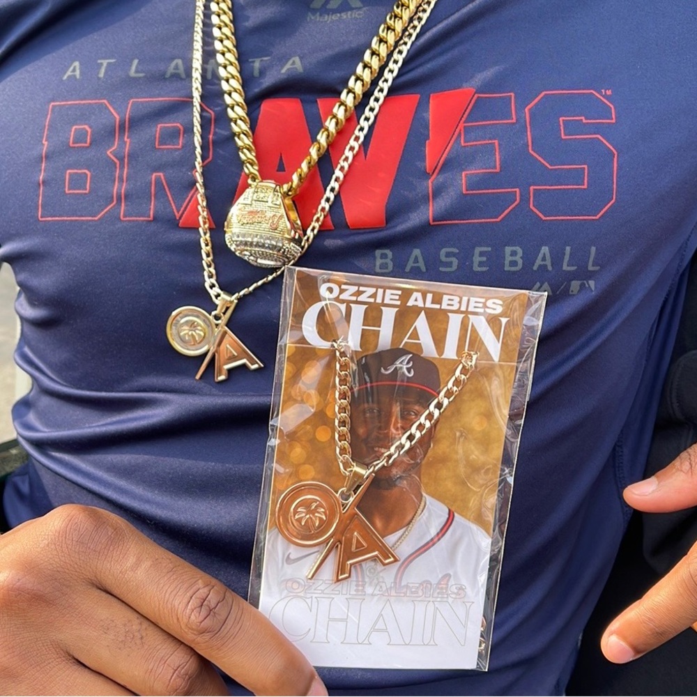 Ozzie Albies gold plated replica chain.